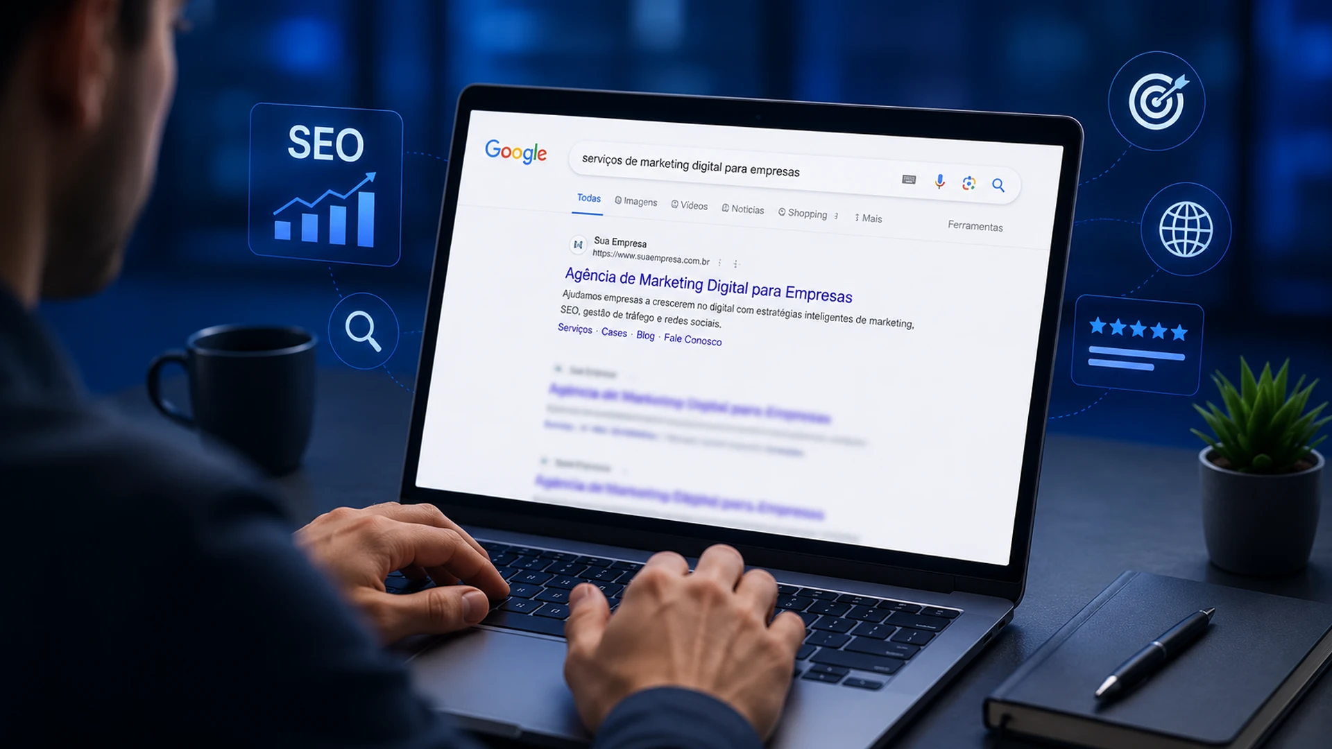 Imagem em destaque do post SEO para Empresas: O Que é e Como Aparecer no Google Sem Pagar
